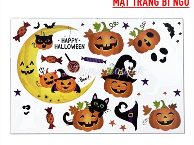 Set Decal Halloween dán kính không keo khổ dán 40x60cm nhiều kiểu DECAL-HLW-05