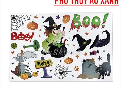 Set Decal Halloween dán kính không keo khổ dán 40x60cm nhiều kiểu DECAL-HLW-05