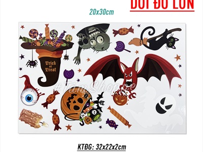 Set Decal Halloween dán kính không keo khổ dán 40x60cm nhiều kiểu DECAL-HLW-05