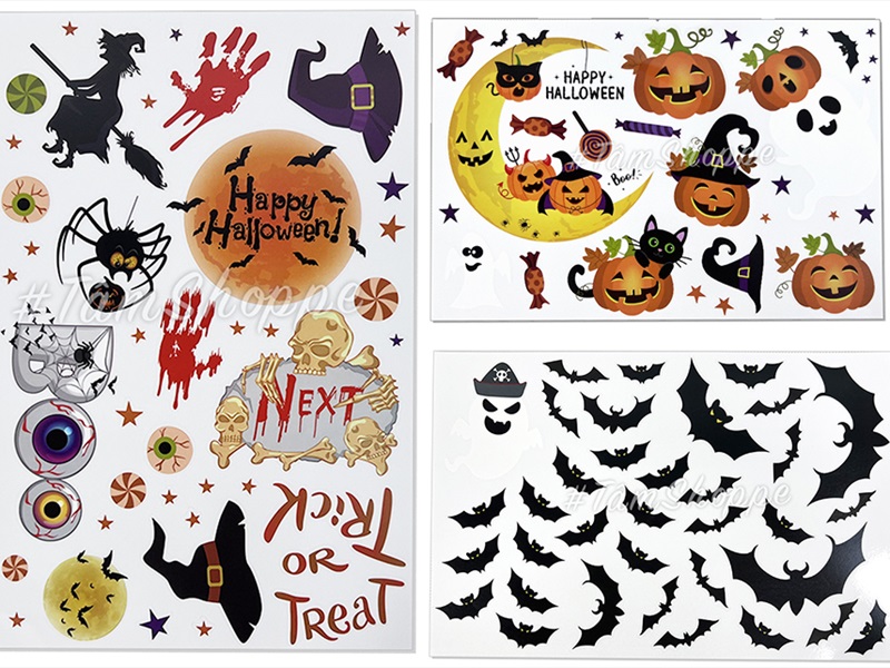 Set Decal Halloween dán kính không keo khổ dán 40x60cm nhiều kiểu DECAL-HLW-05