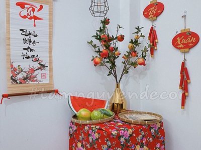 Cành lựu giả trang trí nhiều kiểu [06 trái - như thật] CANHTRAI-03