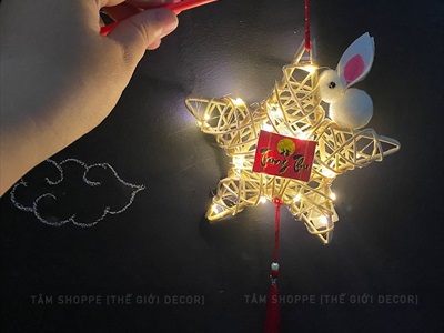 Lồng đèn mây tre con thỏ - đầu lân có đèn Led [Đủ màu - đủ kiểu] LDEN-TRE-02