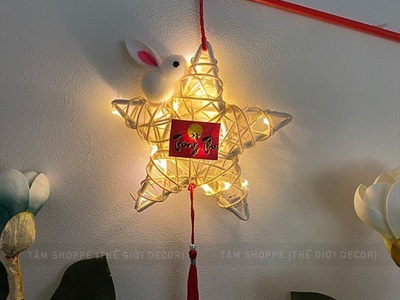 Lồng đèn mây tre con thỏ - đầu lân có đèn Led [Đủ màu - đủ kiểu] LDEN-TRE-02