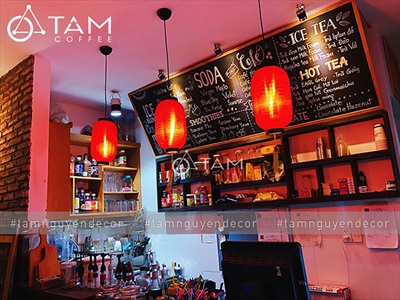 Lồng đèn dài vải đỏ in nhung hoạ tiết [Loại đẹp - Khung sắt] LDEN-VAI-05