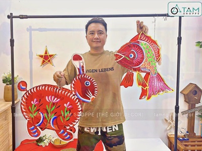 Lồng đèn thú kiếng cá chép - thỏ cỡ lớn ĐK60cm [Nhiều kiểu - Loại 01] LDEN-KIENG-07