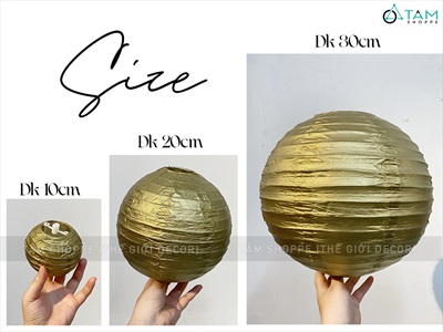 Lồng đèn giấy tròn Vàng Gold - Bạc - Đỏ 3 size LDEN-GIAY-05