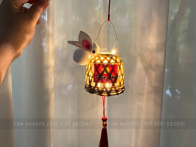 Lồng đèn tre con thỏ có đèn Led Trung thu - Đoàn viên LDEN-TRE-01