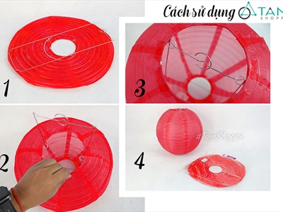 Lồng đèn vải đỏ tròn trơn nhiều cỡ [Loại đẹp - Khung sắt] LDEN-VAI-02