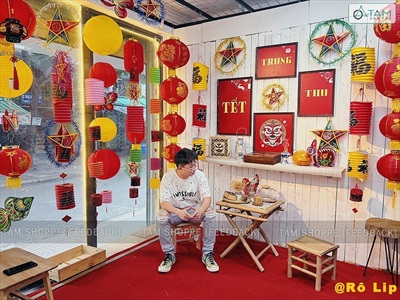 Set 02 lồng đèn giấy đỏ trơn con sâu ĐK16cm LDEN-GIAY-08