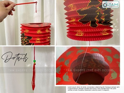 Set 02 lồng đèn giấy đỏ chữ Phước ông thần tài ĐK16cm LDEN-GIAY-07