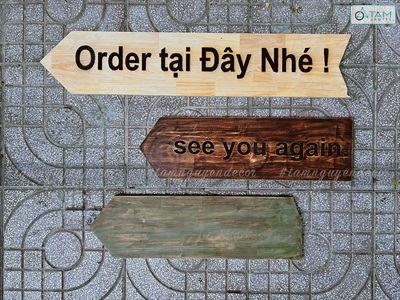 Bộ bảng hiệu gỗ, chữ gỗ, tranh gỗ decor quán cafe Xuân Thì [Nhận thi công] CC-QUANCAFE-01