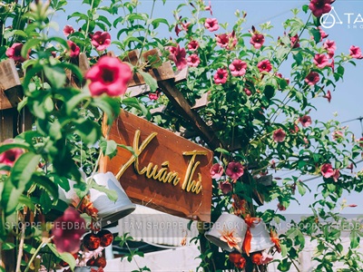 Bộ bảng hiệu gỗ, chữ gỗ, tranh gỗ decor quán cafe Xuân Thì [Nhận thi công] CC-QUANCAFE-01