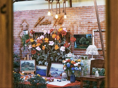 Bộ bảng hiệu gỗ, chữ gỗ, tranh gỗ decor quán cafe Xuân Thì [Nhận thi công] CC-QUANCAFE-01