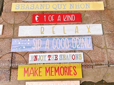 Bộ bảng hiệu ván lướt sóng, đồ decor quán cafe Sea Sand phong cách biển [Nhận thi công] CC-BIEN-2400