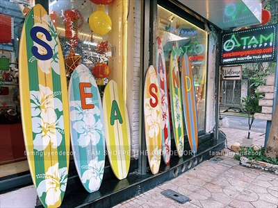 Bộ bảng hiệu ván lướt sóng, đồ decor quán cafe Sea Sand phong cách biển [Nhận thi công] CC-BIEN-2400