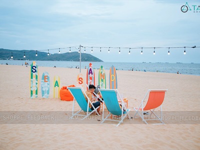 Bộ bảng hiệu ván lướt sóng, đồ decor quán cafe Sea Sand phong cách biển [Nhận thi công] CC-BIEN-2400