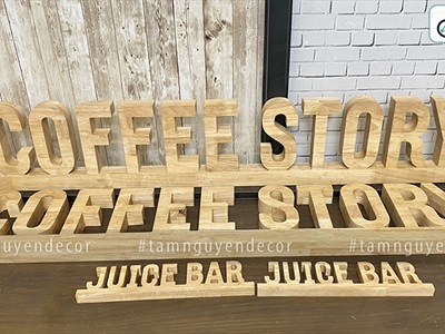 Chữ gỗ dính liền đế theo yêu cầu CHUGO-01