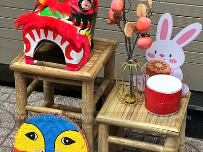 Đôn ghế tre decor trang trí [Phun keo/ Loại đẹp] BANGHE-06