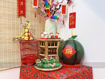 Đôn ghế tre decor trang trí [Phun keo/ Loại đẹp] BANGHE-06