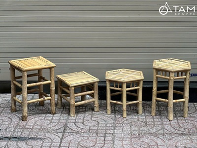 Đôn ghế tre decor trang trí [Phun keo/ Loại đẹp] BANGHE-06