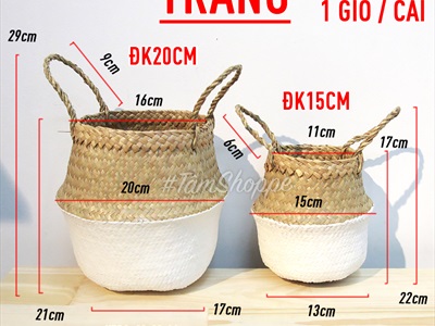 Giỏ cói sơn màu hình chum có quai 2 size GIO-02