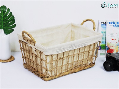 Khay lục bình hình thang đan thưa có vải lót KHAY-LB-01