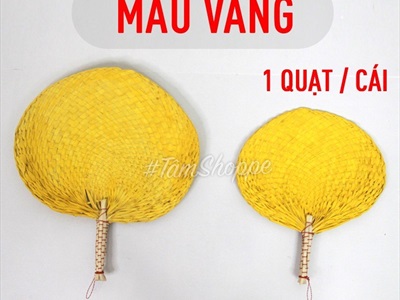 Quạt nan lá dừa đan tay thủ công nhiều màu QUAT-02