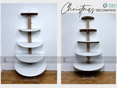 [ORDER 5-7 ngày] Cây thông Noel kệ gỗ bán nguyệt 5 tầng áp tường cao 175cm X-TREE-41