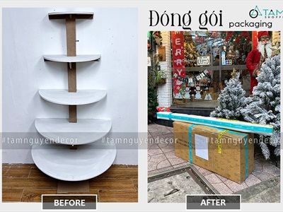 [ORDER 5-7 ngày] Cây thông Noel kệ gỗ bán nguyệt 5 tầng áp tường cao 175cm X-TREE-41