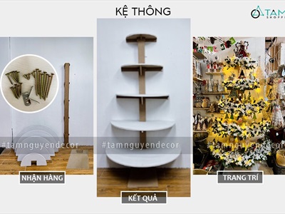 [ORDER 5-7 ngày] Cây thông Noel kệ gỗ bán nguyệt 5 tầng áp tường cao 175cm X-TREE-41