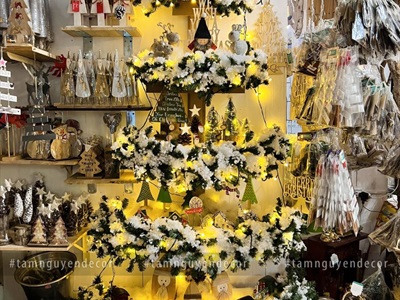 [ORDER 5-7 ngày] Cây thông Noel kệ gỗ bán nguyệt 5 tầng áp tường cao 175cm X-TREE-41