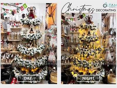 [ORDER 5-7 ngày] Cây thông Noel kệ gỗ bán nguyệt 5 tầng áp tường cao 175cm X-TREE-41