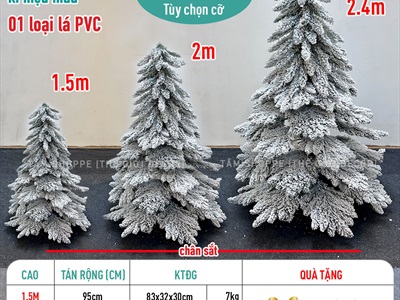 Cây thông Noel lá rũ Bắc Âu phủ tuyết [Nhiều cỡ từ 1.5-2.4m] X-TREE-LP-T5-HS