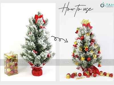 Cây thông Noel nhỏ để bàn phủ tuyết [Nhiều kiểu - Cao 45-60cm] X-TREE-03
