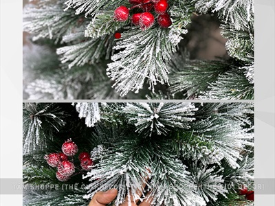 [ORDER 3-5 ngày] Cây thông Noel phủ tuyết cước 2 loại lá gắn trái đỏ cao 180cm X-TREE-LP-TCS