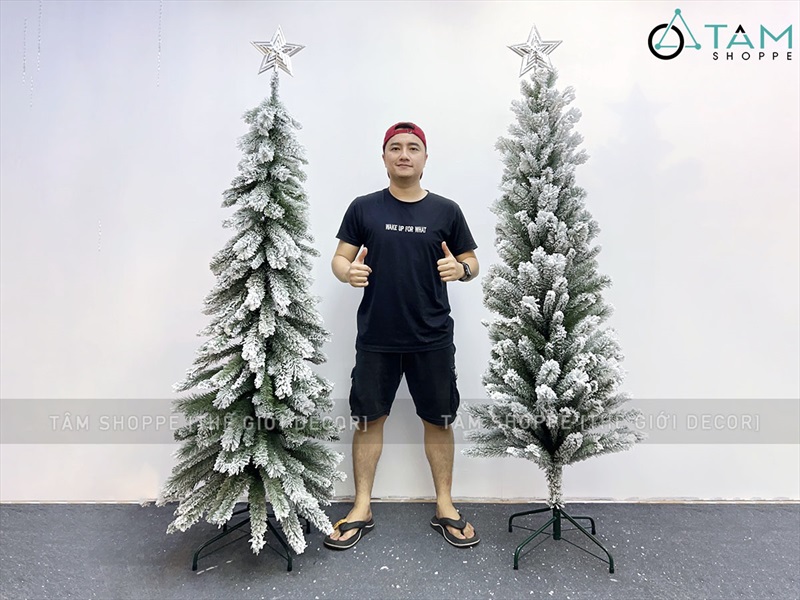 Cây thông Noel thân ốm phủ tuyết [Cao 1m8 - 2 cách bẻ cành] X-TREE-LP-ST