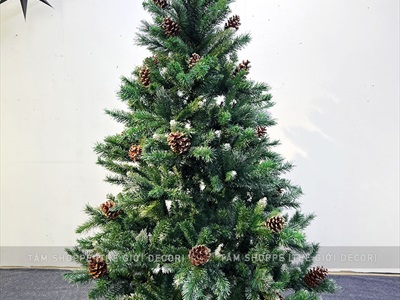 Cây thông Noel xanh 3 loại lá gắn trái thông [Cao 1m2-4m5] X-TREE-LP-3LLQC