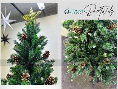 Cây thông Noel xanh 3 loại lá gắn trái thông [Cao 1m2-4m5] X-TREE-LP-3LLQC