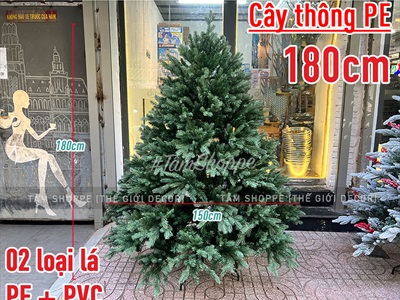 [ORDER 3-5 NGÀY] Cây thông Noel xanh lá PE 2 loại lá như thật [Cao từ 1m5-3m6] X-TREE-LP-PE2