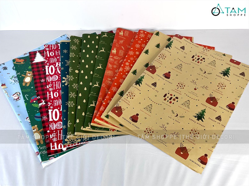 Giấy gói quà họa tiết Giáng sinh 50x70cm [Giấy đẹp - Kiểu mới liên tục] GIAYGOIQUA-04