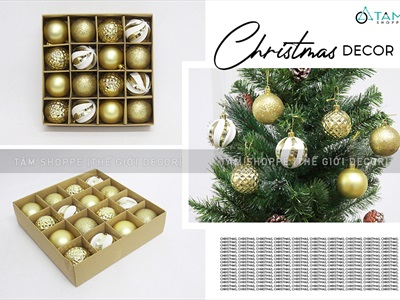 Hộp 16 trái châu Noel 4 kiểu ngẫu nhiên ĐK6cm TRAICHAU-24