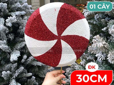 Mô hình kẹo mút tròn cánh quạt đỏ vàng [Nhiều cỡ - Mút xốp] KEONGOT-02
