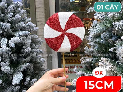 Mô hình kẹo mút tròn cánh quạt đỏ vàng [Nhiều cỡ - Mút xốp] KEONGOT-02