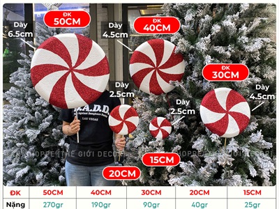 Mô hình kẹo mút tròn cánh quạt đỏ vàng [Nhiều cỡ - Mút xốp] KEONGOT-02