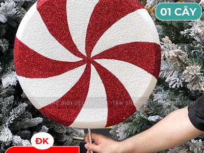 Mô hình kẹo mút tròn cánh quạt đỏ vàng [Nhiều cỡ - Mút xốp] KEONGOT-02