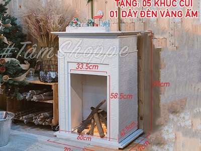 [ORDER 3-5 NGÀY] Mô hình lò sưởi trang trí cỡ lớn D70cm [Tặng củi + Dây đèn] LOSUOI-01