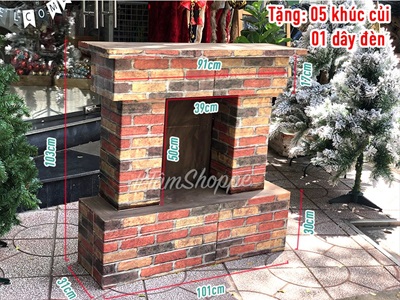[ORDER 3-5 NGÀY] Mô hình lò sưởi trang trí cỡ lớn D90cm [Tặng củi + Dây đèn] LOSUOI-03