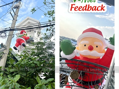 [ORDER 4-6 tuần] Mô hình ông già noel leo tường cao 2-3m bơm hơi tự động [Vải dày - Bơm xịn] BOMHOI-X-03