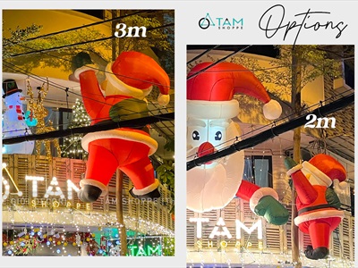 [ORDER 4-6 tuần] Mô hình ông già noel leo tường cao 2-3m bơm hơi tự động [Vải dày - Bơm xịn] BOMHOI-X-03