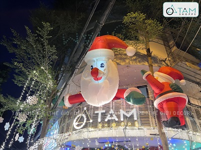 [ORDER 4-6 tuần] Mô hình ông già noel leo tường cao 2-3m bơm hơi tự động [Vải dày - Bơm xịn] BOMHOI-X-03